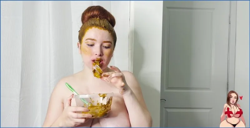 GingerCris i jej brudny rytuał makijażowy z kupą zamiast kosmetyków - wideo scat na GownoHub